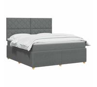 vidaXL Lit boxspring avec Matelas Gris foncé 140 x 190 cm Tissu