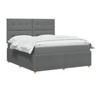vidaXL Lit boxspring avec Matelas Gris foncé 140 x 190 cm Tissu, Chambre Moderne, lit rembourré, tête de lit réglable, mobilier Pratique, Matelas à Ressorts, Base à Lattes Confortable