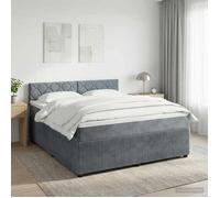 vidaXL Lit boxspring avec Matelas Gris foncé 140 x 190 cm Velours