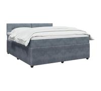 vidaXL Lit boxspring avec Matelas Gris foncé 140 x 190 cm Velours, Lit Moderne, avec tête de lit Ajustable, Velours, Confortable, Meuble Gain de Place stylé pour la Chambre