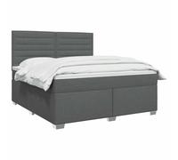 vidaXL Lit boxspring avec Matelas Gris foncé 140 x 200 cm Tissu