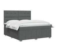 vidaXL Lit boxspring avec Matelas Gris foncé 140 x 200 cm Tissu, Chambre, Lit Moderne, Sommier à Ressorts, Mousse Réglable, Solution Confortable, Matelas Isolant des mouvements
