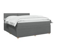 vidaXL Lit boxspring avec Matelas Gris foncé 140 x 200 cm Tissu, Chambre Tendance, lit Box Spring Moderne, tête réglable, Cadre rembourré, Solution Matelas mi-Ferme