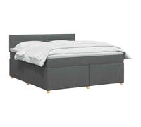 vidaXL Lit boxspring avec Matelas Gris foncé 140 x 200 cm Tissu, Lit de Chambre, Cadre Box Moderne avec tête réglable, Matelas Ferme, mobilier Soutien pour Un Sommeil paisible