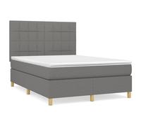 vidaXL Lit boxspring avec matelas gris foncé 140x190 cm Tissu