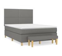 vidaXL Lit boxspring avec matelas gris foncé 140x190 cm Tissu