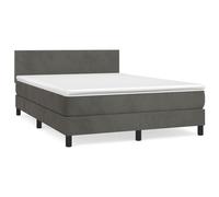 vidaXL Lit boxspring avec matelas gris foncé 140x190 cm velours