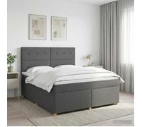 vidaXL Lit boxspring avec matelas Gris foncé 160 x 200 cm Tissu 3453922