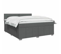 vidaXL Lit boxspring avec Matelas Gris foncé 160 x 200 cm Tissu, Boxspring Moderne, tête de lit réglable, Matelas Ferme, Sommeil Confortable, Meuble déco stylé