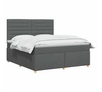 vidaXL Lit boxspring avec Matelas Gris foncé 160 x 200 cm Tissu, Mobilier Moderne pour Chambre, lit avec sommier, Cadre réglable, Matelas Confortable, Solution de Sommeil stylée