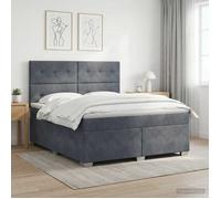 vidaXL Lit boxspring avec Matelas Gris foncé 160 x 200 cm Velours