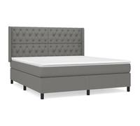 vidaXL Lit boxspring avec matelas gris foncé 160x200 cm Tissu