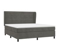 vidaXL Lit boxspring avec matelas gris foncé 160x200 cm velours