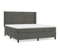 vidaXL Lit boxspring avec matelas gris foncé 160x200 cm velours