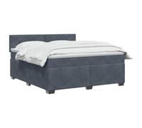 vidaXL Lit boxspring avec Matelas Gris foncé 180 x 200 cm Velours