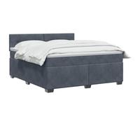vidaXL Lit boxspring avec Matelas Gris foncé 180 x 200 cm Velours