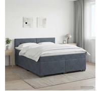 vidaXL Lit boxspring avec Matelas Gris foncé 180 x 200 cm Velours