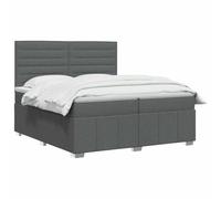 vidaXL Lit boxspring avec Matelas Gris foncé 200 x 200 cm Tissu, Chambre, Lit Moderne, Sommier à Ressorts, Mousse Réglable, Solution Confortable, Matelas Isolant des mouvements