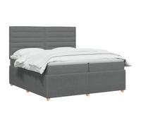 vidaXL Lit boxspring avec Matelas Gris foncé 200 x 200 cm Tissu, Chambre Moderne, lit rembourré, tête de lit réglable, mobilier Pratique, Matelas à Ressorts, Base à Lattes Confortable