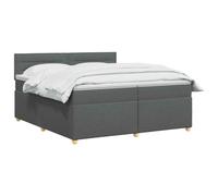 vidaXL Lit boxspring avec Matelas Gris foncé 200 x 200 cm Tissu, Lit de Chambre, Cadre Box Moderne avec tête réglable, Matelas Ferme, mobilier Soutien pour Un Sommeil paisible