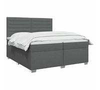 vidaXL Lit boxspring avec Matelas Gris foncé 200 x 200 cm Tissu, Mobilier de Chambre, lit Moderne, sommier, Cadre Ajustable, Confort de Sommeil, Installation intérieure à la Maison