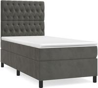 vidaXL Lit boxspring avec matelas gris foncé 80x200 cm velours