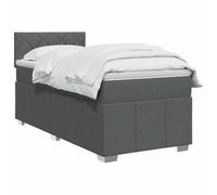 vidaXL Lit boxspring avec Matelas Gris foncé 90 x 190 cm Tissu, Boxspring Moderne, tête de lit réglable, Matelas Ferme, Sommeil Confortable, Meuble déco stylé