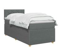 vidaXL Lit boxspring avec Matelas Gris foncé 90 x 190 cm Tissu, Chambre Tendance, lit Box Spring Moderne, tête réglable, Cadre rembourré, Solution Matelas mi-Ferme