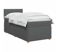 vidaXL Lit boxspring avec Matelas Gris foncé 90 x 200 cm Tissu, Lit de Chambre, Cadre Box Moderne avec tête réglable, Matelas Ferme, mobilier Soutien pour Un Sommeil paisible