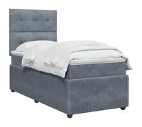 vidaXL Lit boxspring avec Matelas Gris foncé 90 x 200 cm Velours
