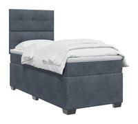 vidaXL Lit boxspring avec Matelas Gris foncé 90 x 200 cm Velours