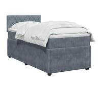 vidaXL Lit boxspring avec Matelas Gris foncé 90 x 200 cm Velours, Lit Moderne, avec tête de lit Ajustable, Velours, Confortable, Meuble Gain de Place stylé pour la Chambre
