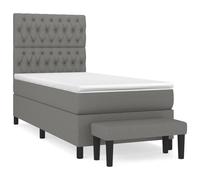 vidaXL Lit boxspring avec matelas gris foncé 90x190 cm Tissu