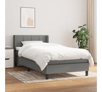 vidaXL Lit boxspring avec matelas gris foncé 90x190 cm Tissu
