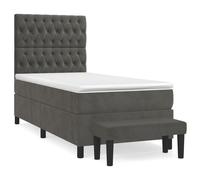 vidaXL Lit boxspring avec matelas gris foncé 90x200 cm velours