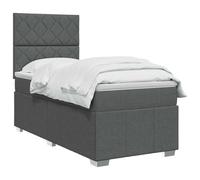 vidaXL Lit boxspring avec Matelas Gris foncé Simple Tissu