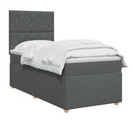 vidaXL Lit boxspring avec Matelas Gris foncé Simple Tissu