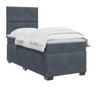 vidaXL Lit boxspring avec Matelas Gris foncé Simple Velours