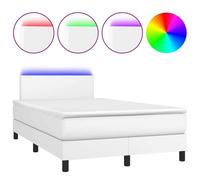 vidaXL Lit Boxspring avec matelas & LED Blanc 120x200 cm Similicuir