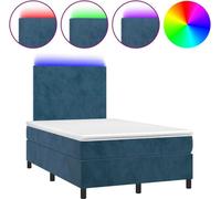 vidaXL Lit boxspring avec matelas & LED bleu foncé 120x200 cm velours