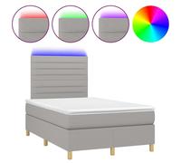 vidaXL Lit boxspring avec matelas & LED gris clair 120x200 cm Tissu