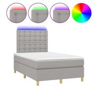 vidaXL Lit boxspring avec matelas & LED gris clair 120x200 cm Tissu
