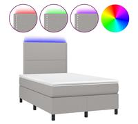 vidaXL Lit boxspring avec matelas & LED gris clair 120x200 cm Tissu