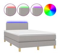 vidaXL Lit boxspring avec matelas & LED gris clair 120x200 cm Tissu
