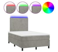 vidaXL Lit boxspring avec matelas & LED gris clair 120x200 cm velours