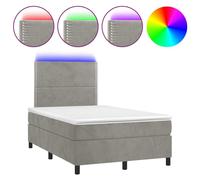 vidaXL Lit boxspring avec matelas & LED gris clair 120x200 cm velours
