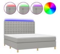 vidaXL Lit boxspring avec matelas & LED gris clair 160x200 cm Tissu