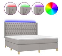 vidaXL Lit boxspring avec matelas & LED gris clair 160x200 cm Tissu