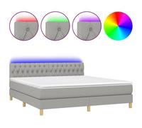 vidaXL Lit boxspring avec matelas & LED gris clair 160x200 cm Tissu