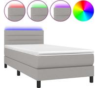 vidaXL Lit boxspring avec matelas & LED gris clair 80x200 cm Tissu
